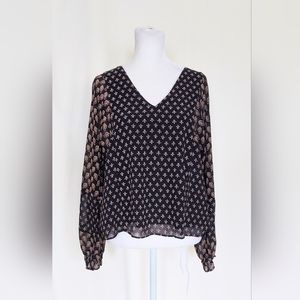Madewell Size Small Sheer Sleeve Top Brushstroke Paisley Mix